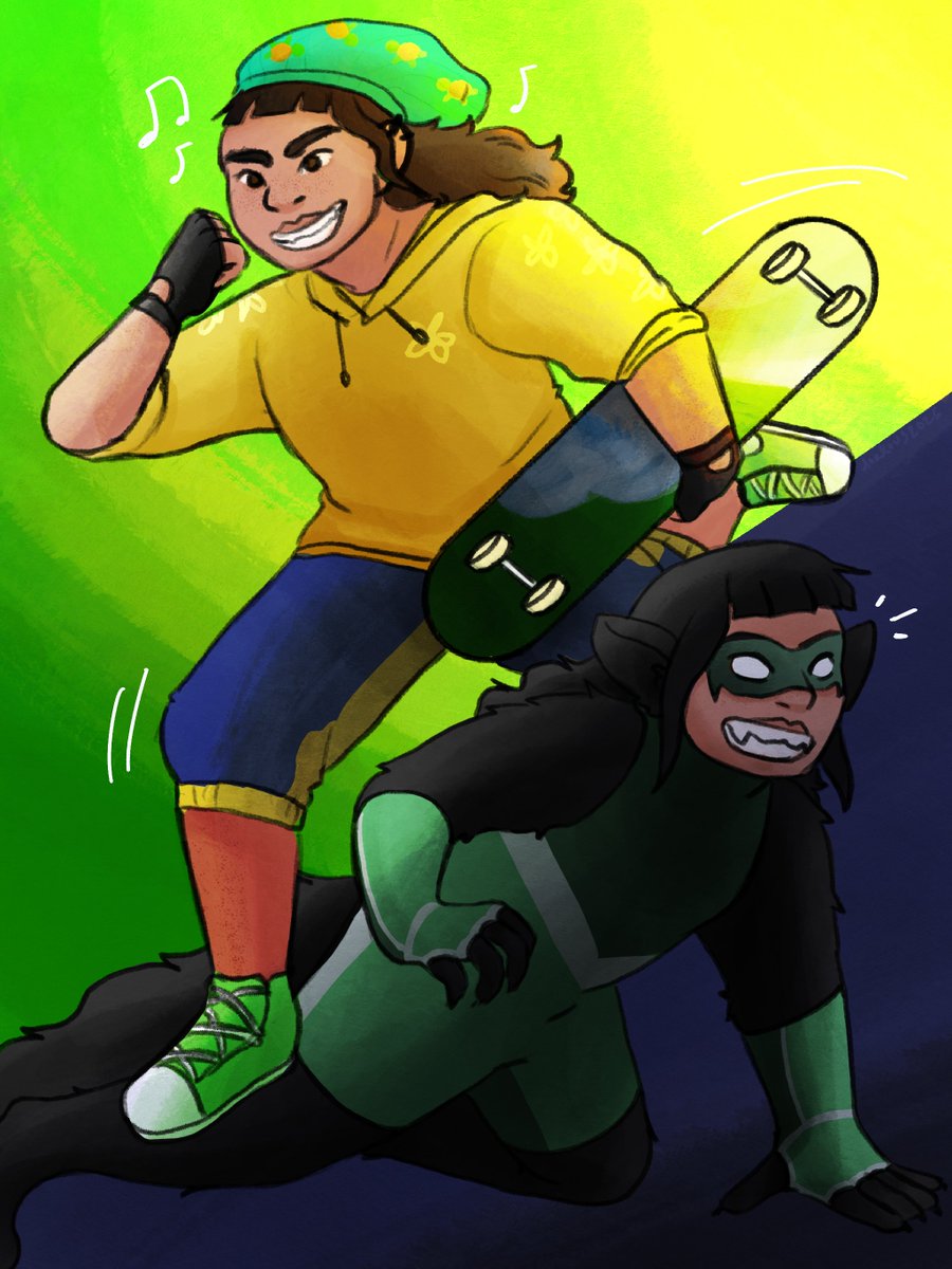dorkousworks's tweet photo. #ZoeyWeek2026 Day 3 + 4: Skateboarder during the days, Werewolf superhero during the nights!  or known as just skateboard meet werewolf meet superhero!  

#kpdh #zoeykpdh https://t.co/Tgrya7tTmz