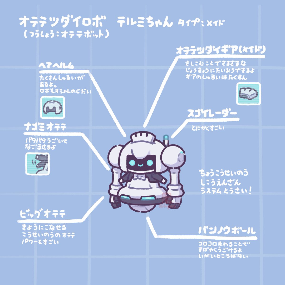 オテテボット開発日誌①
オテテツダイロボ、通称オテテボット。こなゆき博士が開発した人間のお手伝いするために誕生したロボットだよ。運用テストを重ねて、完全なオテテボットを目指していくよ。 