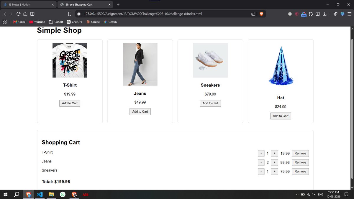 developer_ishan's tweet photo. Created the logic of shopping cart from scratch using vanilla JS https://t.co/CPyt0M93CJ