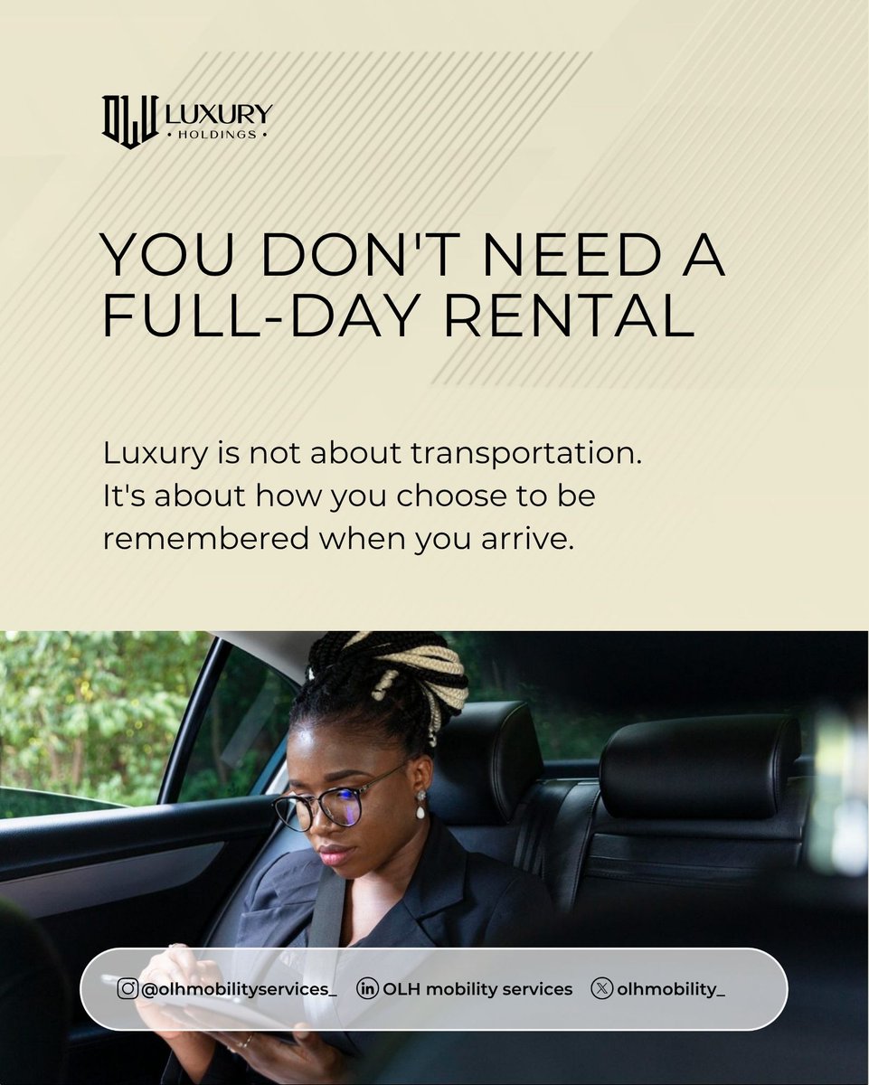 olhmobility_'s tweet photo. The event starts the moment you arrive.
Whether it's a wedding, birthday celebration, award night, corporate dinner, or special occasion, your entrance sets the tone.

Why pay for a full-day rental when all you need is to Arrive in style!
📞 Book today: +234 8083 345 5988 https://t.co/HTPwGE3zf0