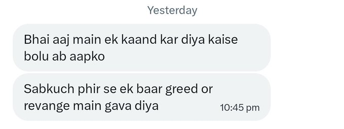 kayleyM56's tweet photo. Today, I want to share an important experience.

Someone on X messaged me one week ago, I had never met him before, and I didn't even know him before that day. he was  asking for help. Before replying, I checked his profile. He had written that he had lost more than ₹50 lakh in https://t.co/uDgdSrAwjV