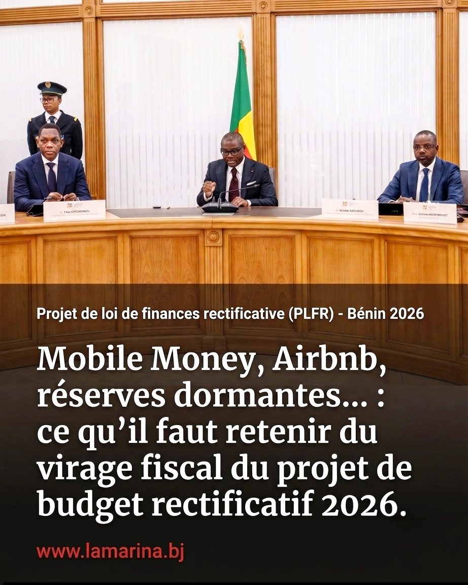 laMarinabj's tweet photo. Mobile Money, Airbnb, réserves dormantes… : ce qu’il faut retenir du virage fiscal du projet de budget rectificatif 2026.

Loin d’un simple ajustement comptable, ce texte de réécriture budgétaire, consulté par La Marina BJ, opère une (...) ⬇️

https://t.co/XW4mGh3cNE https://t.co/62iYYIURmf