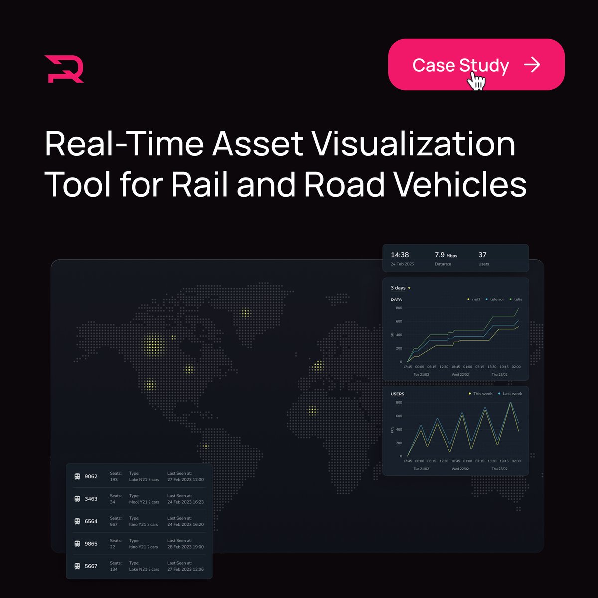Requestum_team's tweet photo. Real-time #transportation monitoring is hard when data is scattered across multiple systems 🚆
We built a #platform for live rail & road vehicle visualization with interactive maps and asset tracking in one interface. Learn more in our case study👇
https://t.co/anOSQgfgAv https://t.co/4gF26z4jWH