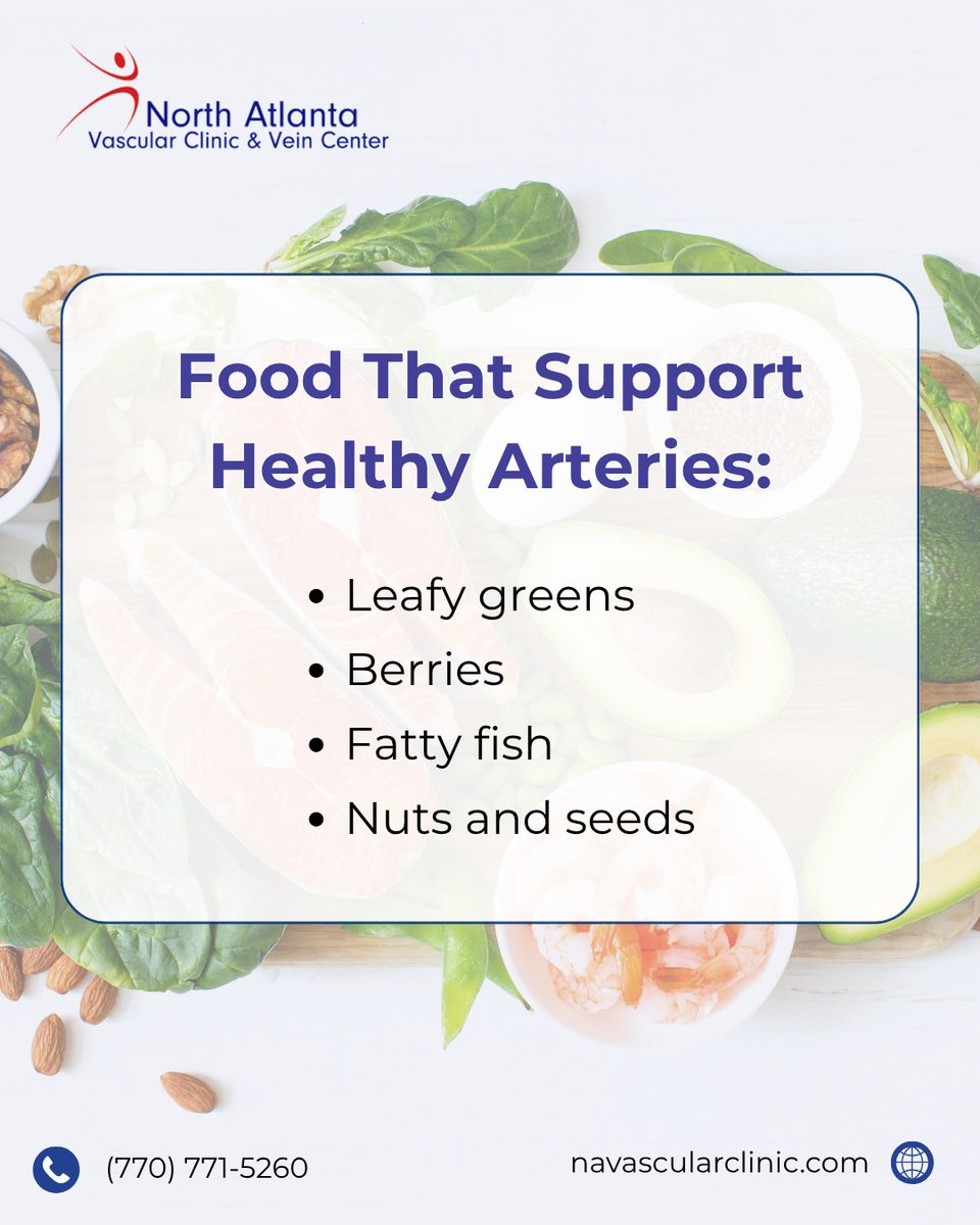 northatlanatva1's tweet photo. Nutrition plays an important role in maintaining healthy arteries and circulation.
Foods rich in antioxidants and healthy fats help support vascular health and reduce risk factors.
#HealthyEating #HeartHealth #NAVascularClinic #NAVC https://t.co/eSAtqViNib