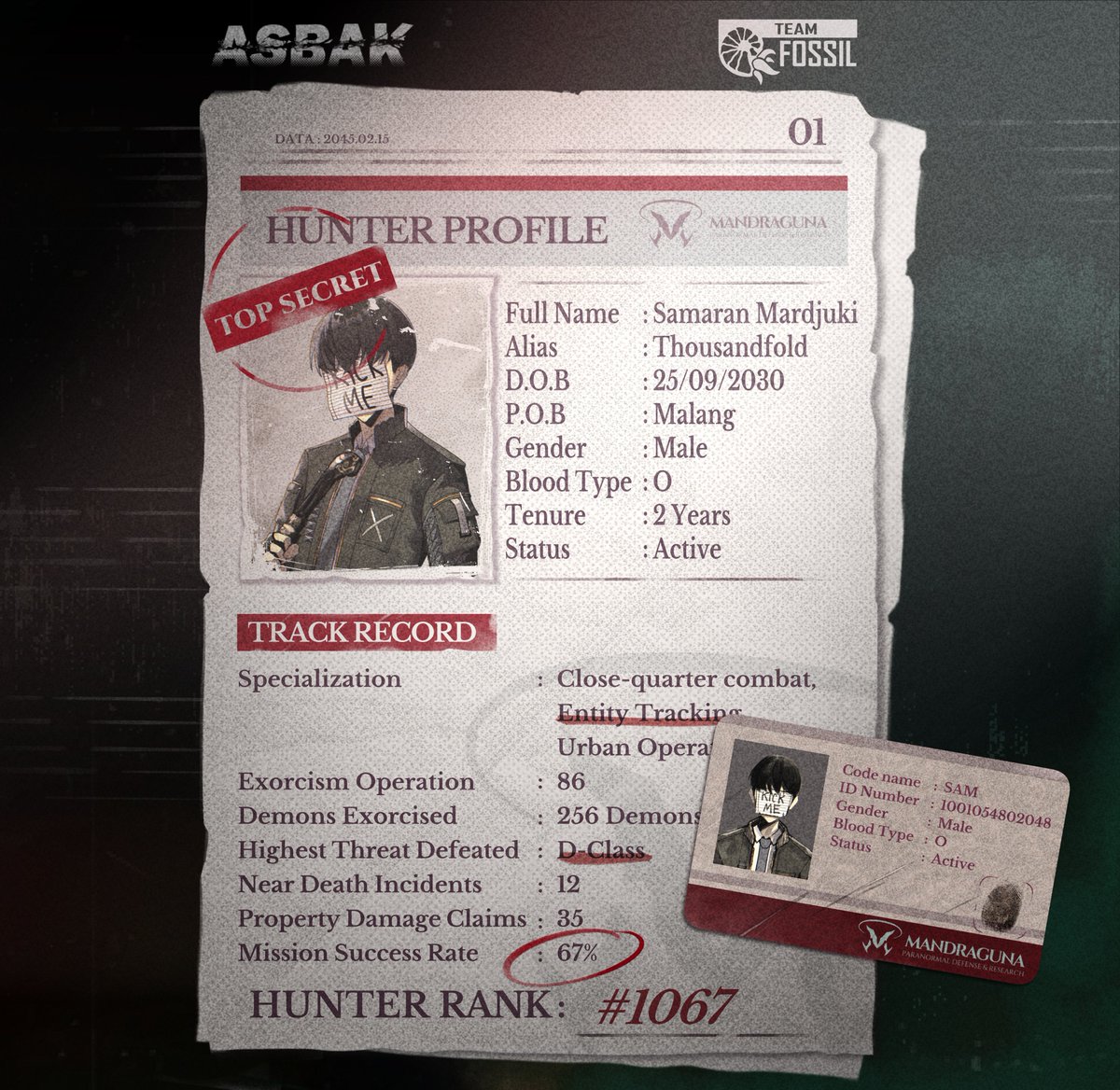 ASBAK_Game's tweet photo. /／
🕯️HUNTER PROFILE: SAM🕯️
\＼
TOP SECRET: FOR YOUR EYES ONLY

"The Thousandfold Sorcerer proves to be a promising asset, accomplishing most tasks given to him, although he often acts on his own will and jeopardizes the status of his missions."

- M, Chief of Staff https://t.co/Z8vJZXt0b1