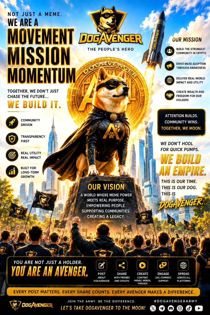 DogAvengerToken's tweet photo. The Avenger's movement is about to kick off. 
Organic momentum building.
Not hype. It's a movement
We hodl, we build, we grow.

Don't just watch. Join the movement. 
Ca: 0x82ecE2bB9e1f3E0b19aFE141EF61C0745e28c75b https://t.co/8iGL0FcH4T
