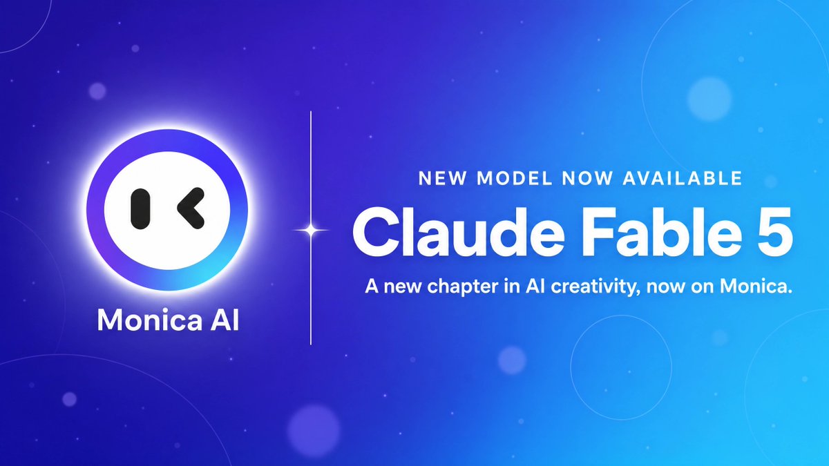 🔥 Mythos-class intelligence, now for everyone. 🔥

Claude Fable 5 is officially live on Monica AI!
...
