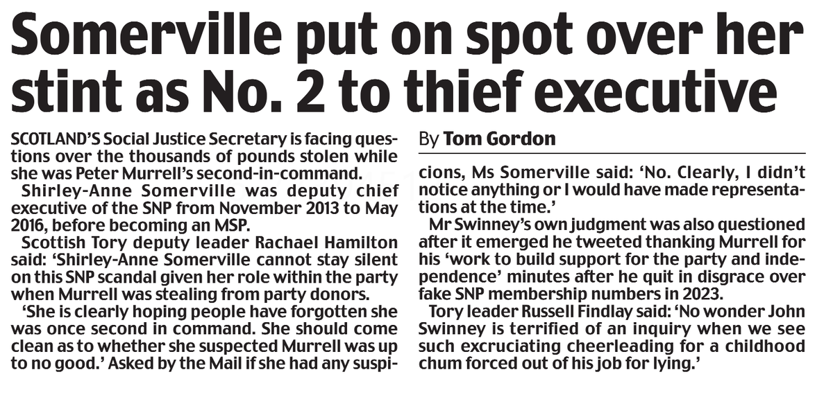 AgentP22's tweet photo. Peter Murrell has admitted stealing over £400,000 from the SNP.

Shirley-Anne Somerville was his deputy throughout part of that period and claims she noticed nothing.

Either she knew and stayed quiet, or she didn't know and wasn't doing her job.

Which was it? https://t.co/h1NcdVks03