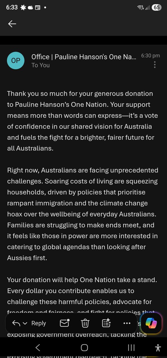 RJeyWalker's tweet photo. @PaulineHansonOz Best use of my hard earned money you're very welcome Pauline! https://t.co/fjXMGI8uw6