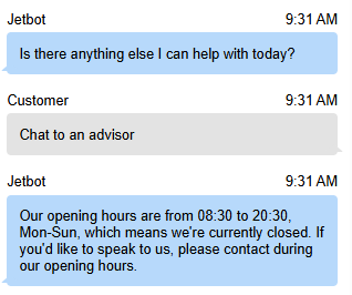 barrydh86's tweet photo. Someone at @jet2tweets might want to give their chatbot a cup of coffee and a new watch... https://t.co/UMSPRZM59P
