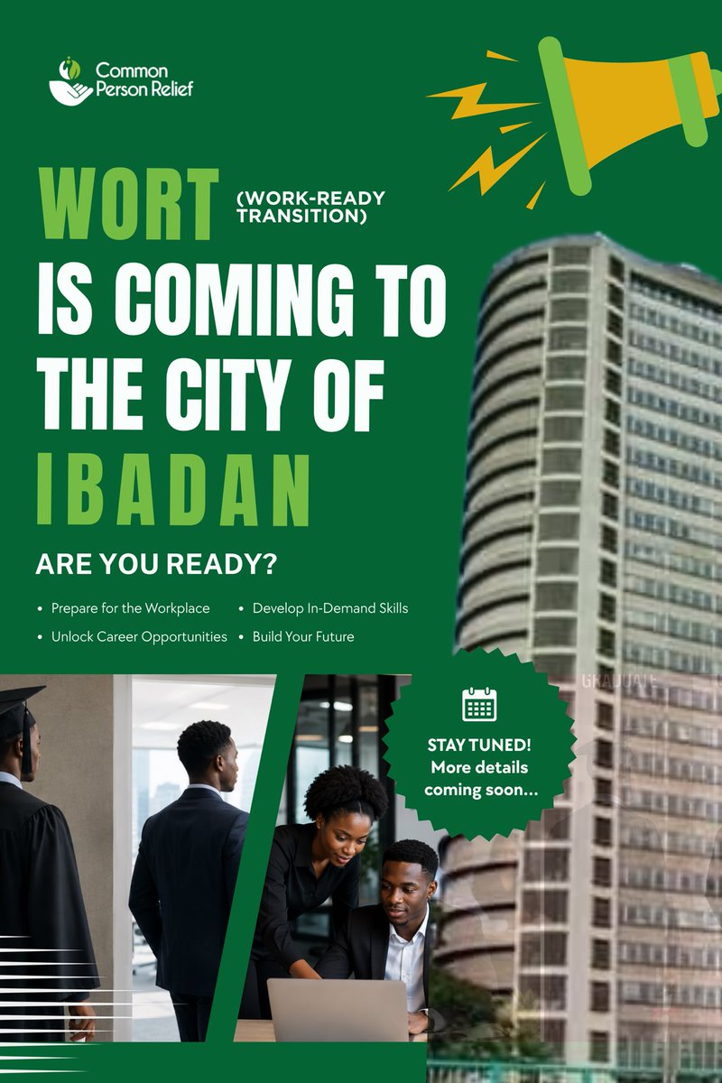CPR_INC_HQ's tweet photo. IBADAN, GET READY!

The future of work is calling, and WORT (Work-Ready Transition) is bringing the opportunity closer to you.

Whether you’re a student, fresh graduate, or young professional looking to gain a competitive edge, something exciting is on the way.

Get ready https://t.co/3au237LDtM