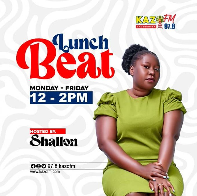 978KazoFM's tweet photo. Yatahamu #Shallon na program ya #LunchBeat
Shaba akeshongoro akorikukunda, akakuterere.
#LunchBeat na #Shallon https://t.co/IXoNlebODw