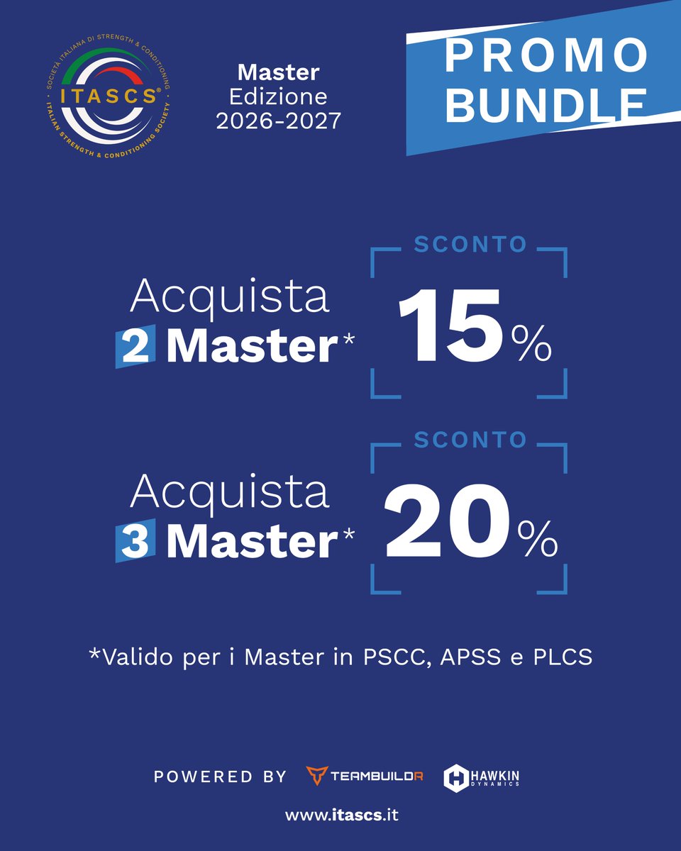 itascs_official's tweet photo. Piรน competenze, piรน valore, piรน vantaggio. Le promo per i Master di Ottobre sono ancora attive:
๐ต acquisto di 2 Master al 15% di sconto
๐ต acquisto di 3 Master al 20% di sconto
Offerta valida per il master in PSCC, APSS e PLCS
๐https://t.co/E71UexMr20
#ITASCS #bepartofit https://t.co/coSclrrYbs