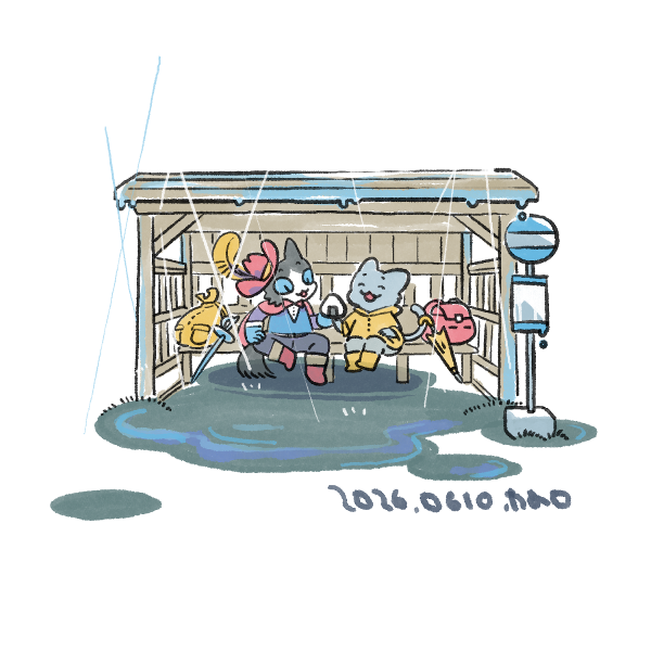 K_mayoi's tweet photo. 身内のイベント用に描いた梅雨イラスト https://t.co/rE0MsBDcYL