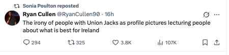 to10186's tweet photo. Sonia Poulton is sharing Tweets calling Belfast protesters "racists". 
Wait until these illegal migrant barbarians are raping and beheading on the nice leafy streets of Surrey instead of grim, northern, working-class areas and we'll hear a different tune, then. #stoptheboats https://t.co/cbkeWBBcU2