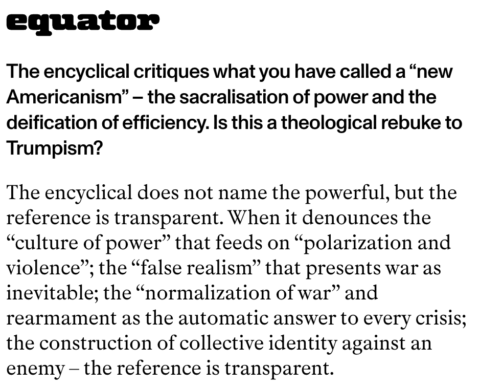 jonathanshainin's tweet photo. New @equatormag – an interview with senior Vatican adviser @antoniospadaro on the political and philosophical significance of Pope Leo’s encyclical on AI https://t.co/cwpz8C9ito