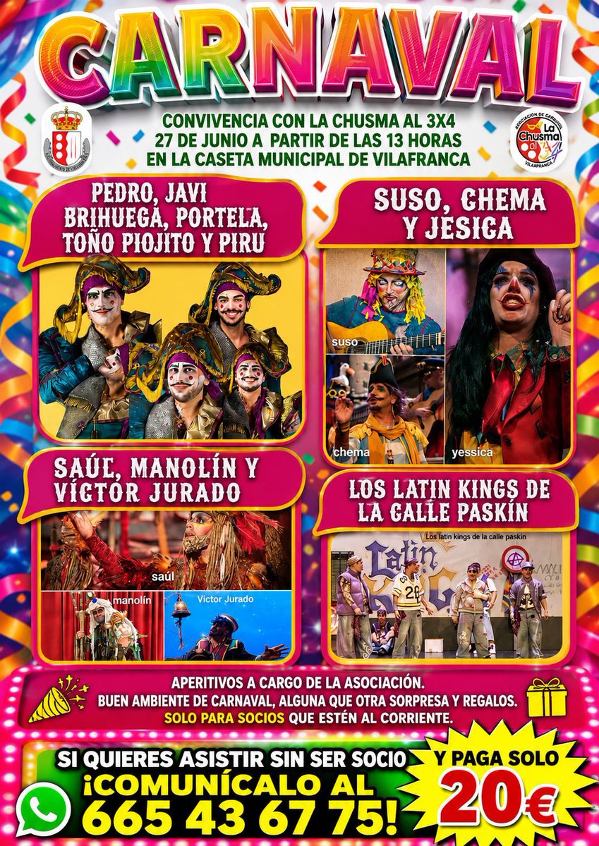 CuartetoCantera's tweet photo. ¡SE VIENEN COSITAS MI GENTE DE VILLAFRANCA DE CÓRDOBA!😈
El día 27 DE JUNIO🗓️
estaremos por tierras Cordobesas💜
en la caseta municipal📍
a partir de las 13:00⏰
Así que os queremos ver a tod@s l@s carnavaler@s de Córdoba y el que no venga:
LE FALTA CALLE BRO!🤘🏽 https://t.co/luiUfNJ7w7