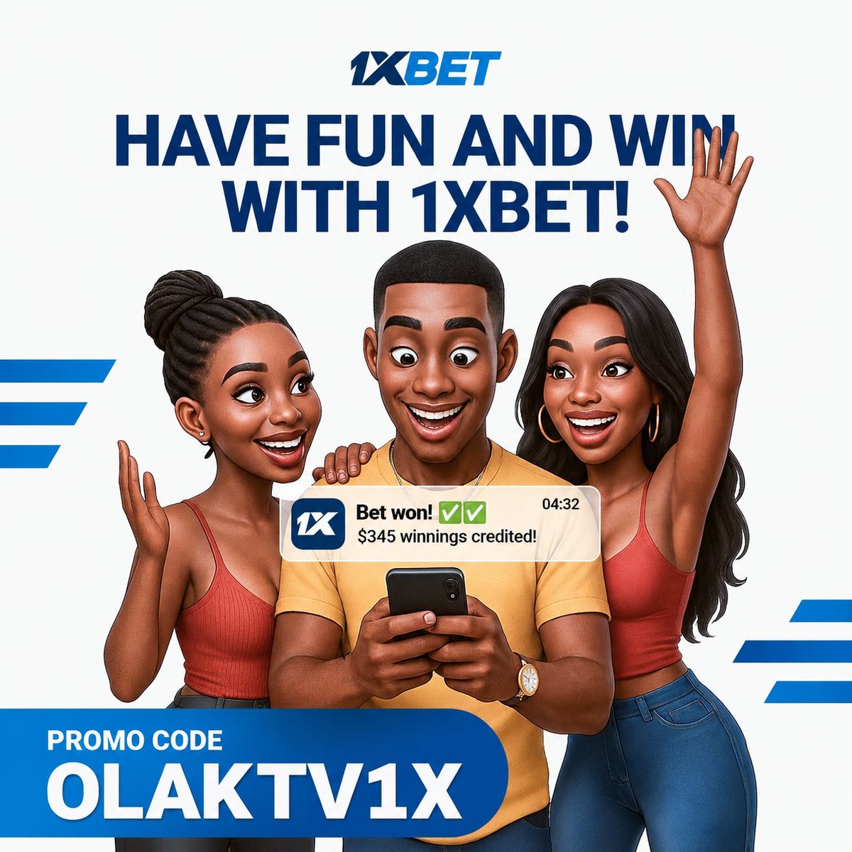 OlakTv's tweet photo. PLAY ON 1XBET
⬇️⬇️⬇️

10 ODDS 👨‍💼: E6X43
3 ODDS 👨‍💼: NV843

REGISTER 1XBET ACCOUNT HERE ➡️// https://t.co/t8162Siruo

Use PROMO CODE: “OLAKTV1X” and earn 300% bonus on your first deposit.. 🛍

🔞 Bet responsibly https://t.co/qgNN7YlJmE