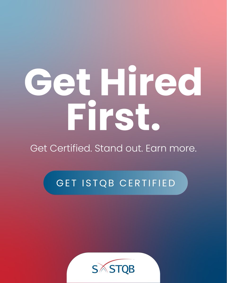 SASTQB's tweet photo. In a competitive job market, certifications can help you stand out from the crowd. Demonstrate your commitment to quality, testing excellence, and professional growth.

Register for your ISTQB CTFL exam https://t.co/U52Yewpp8E

#ISTQB #SoftwareTesting #QualityAssurance #SASTQB https://t.co/rCMeNya6Cv