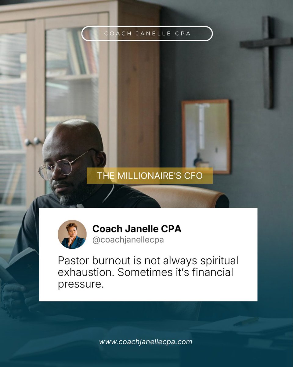 coach_cpa's tweet photo. Pastor burnout is not always spiritual exhaustion. Sometimes, it is financial pressure. The weight of payroll, budgets, giving trends, compensation, operations, and long-term sustainability can quietly drain even the strongest leaders. https://t.co/DGJDkziS8d