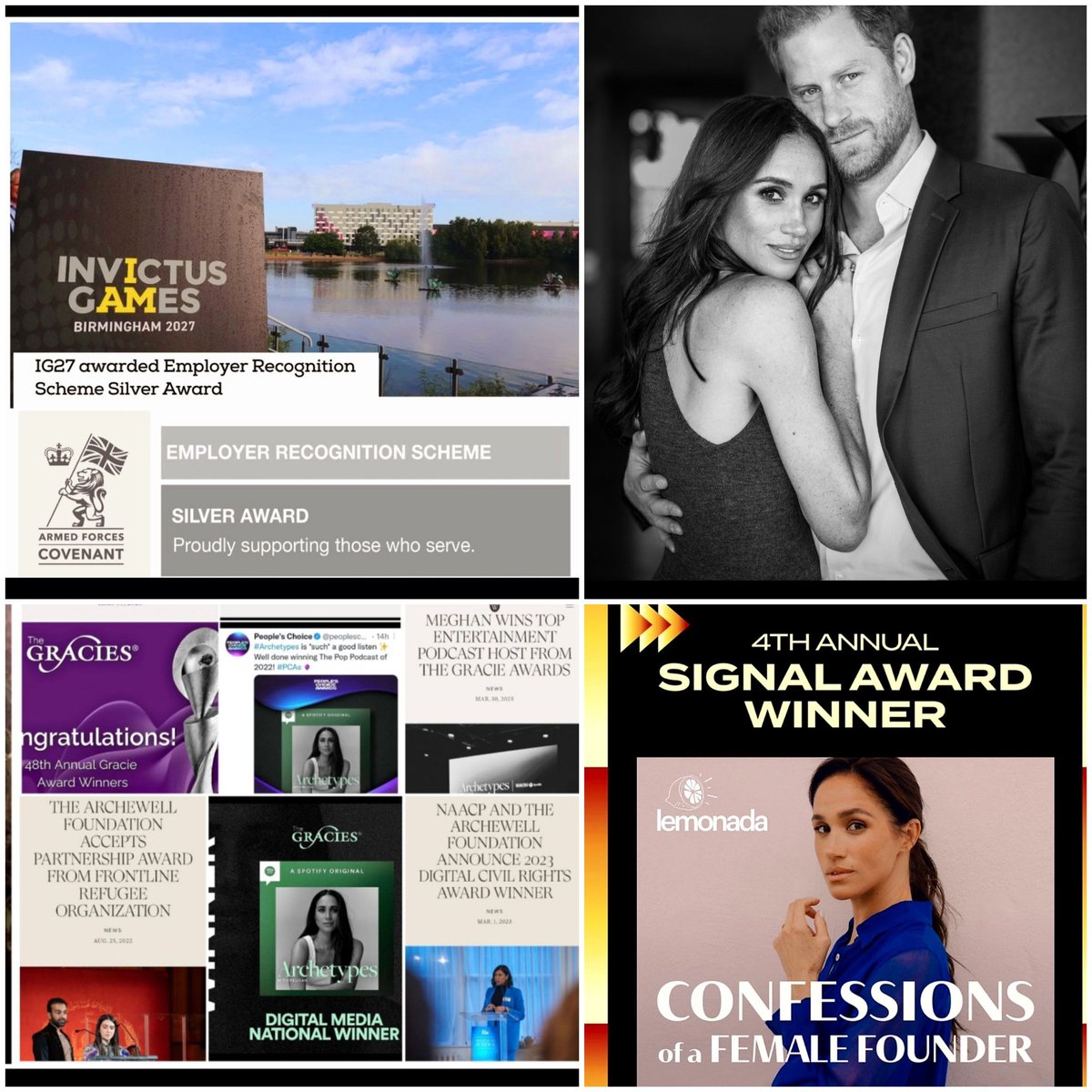 DaimondSussex29's tweet photo. 🥰6 Awards for Hse of Sussex since leaving the Royal family;
*Gracies🏆for Archewell
*NAACP🏆for Archewell
*PCA🏆for Archetypes.
*Partnership🏆for Archewell
*Signal🏆for COFF
*Silver🏆for Invictus https://t.co/cx8I35MZ27