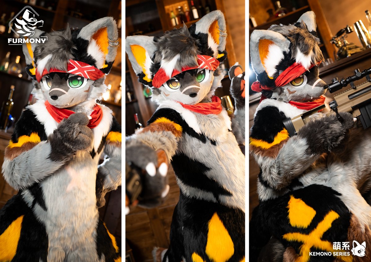 furmony's tweet photo. 「New Commission Finished」  
"A wolf treasure hunter with master trap-disarming skills. Too bad his tail always triggers a different trap right after."
Thanks for the trust from @kurovarg 

#furmony #furry #fursuit #鸿萌造物 https://t.co/PaXXtqH1V8