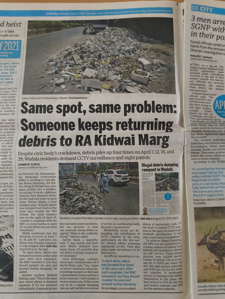 MaldeNimish's tweet photo. Illegal debris dumping rampant in Wadala. Yesterday night debris being dumped at the same spot where Mid-day reported in 2024 &amp; 25
@mybmc @CMOMaharashtra @AshwiniBhide @TawdeRitu @CPMumbaiPolice @PreetiSMenon @miloneemadiyarr @mumbaimatterz @public_pulseIN @mummirror @AAPMumbai https://t.co/nEZ4UNui60