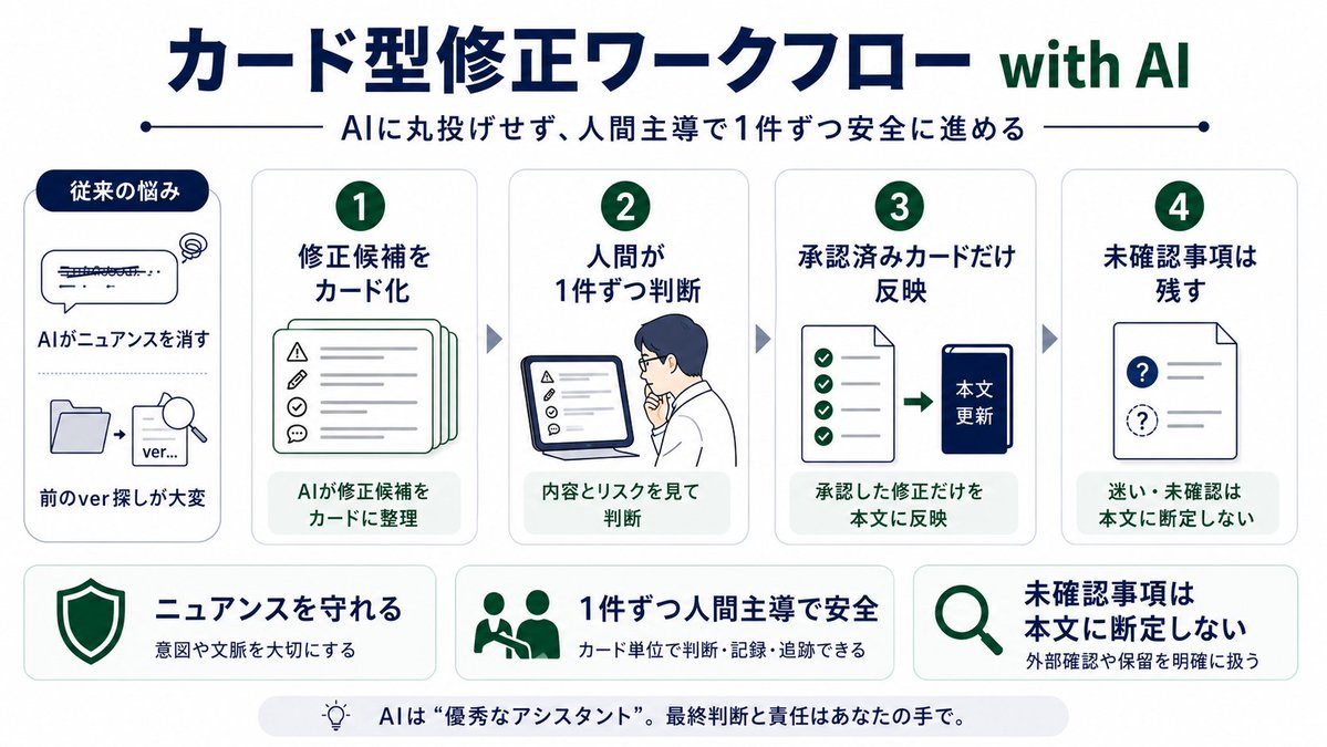 カード型修正ワークフロー with AI】 論文・研究計画書の修正でAIに何