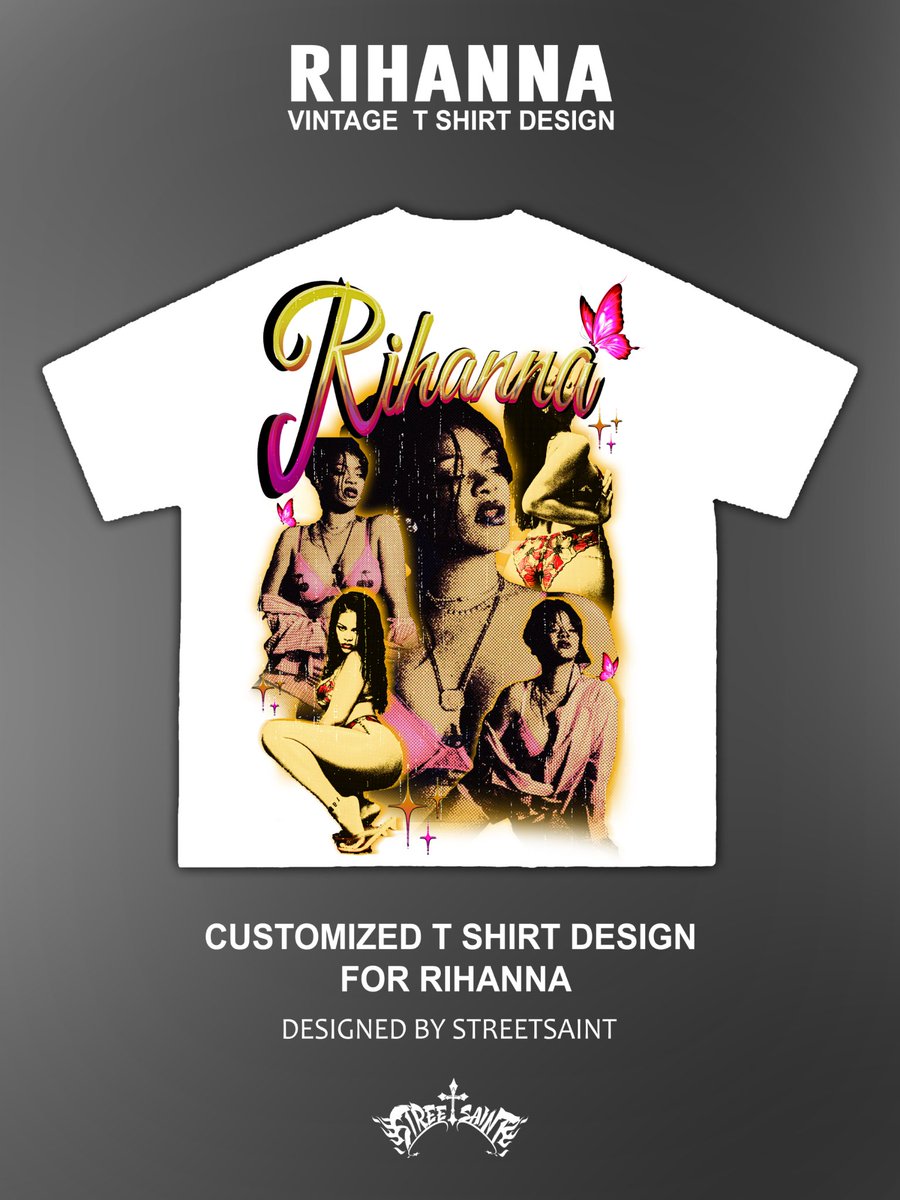 Streetsaint01's tweet photo. @rihanna Vintage tee shirt design for Rihanna  I made an official tee shirt design for @rihanna        Rihanna  needs this tees 
Designed by me https://t.co/6dIsZYUPrP