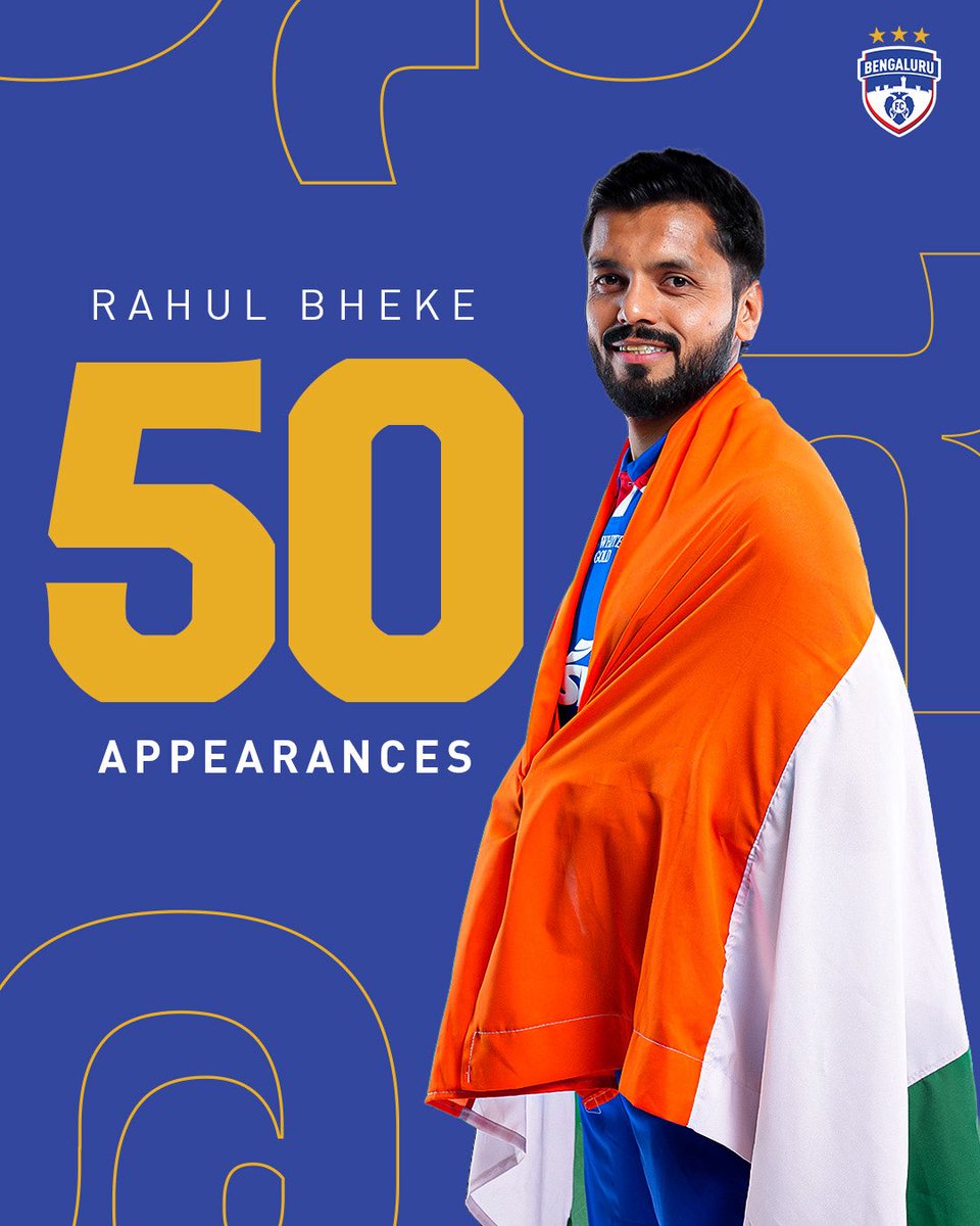 bengalurufc's tweet photo. An unforgettable presence in the backline. 💪

Celebrating half a century of appearances for our Bhekenbauer with the #BlueTigers in #INDTJK. 🇮🇳

#WeAreBFC #RahulBheke https://t.co/dI0O7Upxjb