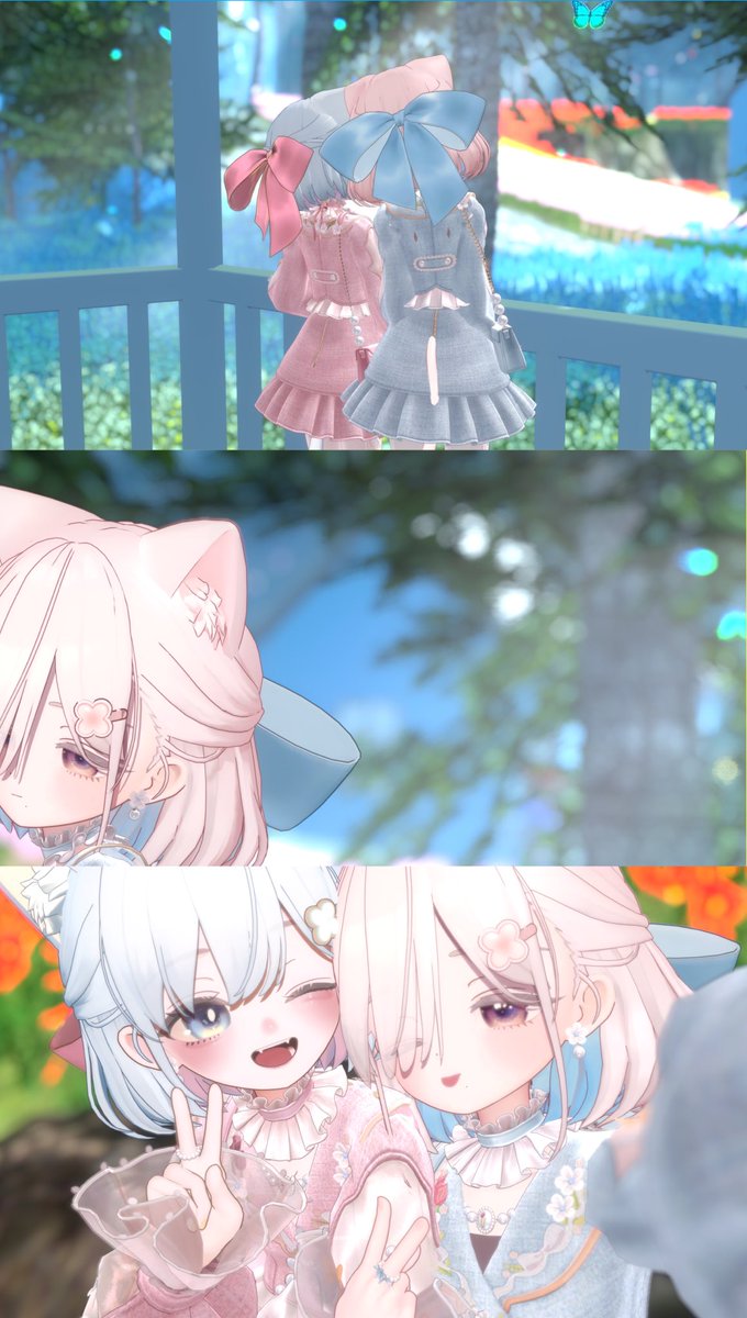 smile_390's tweet photo. ⠀
⠀『  仲良し姉妹 🩵🩷 』

⠀画像タップしてみてください！🤍
⠀
#VRChat #shiratsume  
#てんぱすおおもり #MEMEROLAND 
⠀ https://t.co/fuJZcymHEJ