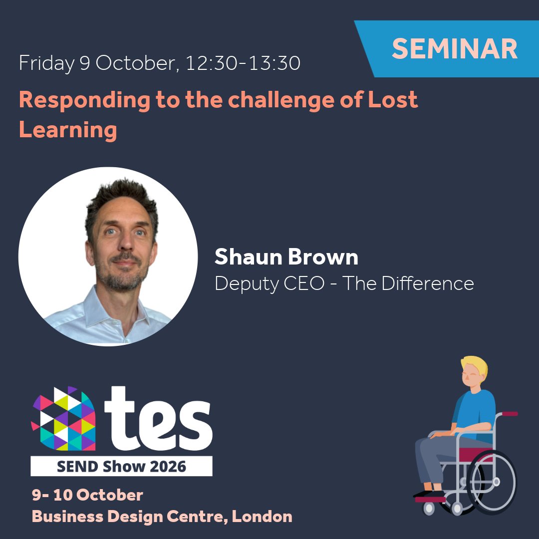 SENDShowUK's tweet photo. Lost learning hits pupils with SEND hardest.
Hear Shaun Brown at #TesSENDShow share findings from Who is Losing Learning? and 4 practical levers to improve inclusion and outcomes.
🗓 09 Oct 2026 | ⏰ 12:30–13:30 https://t.co/e3YrKiKSCo