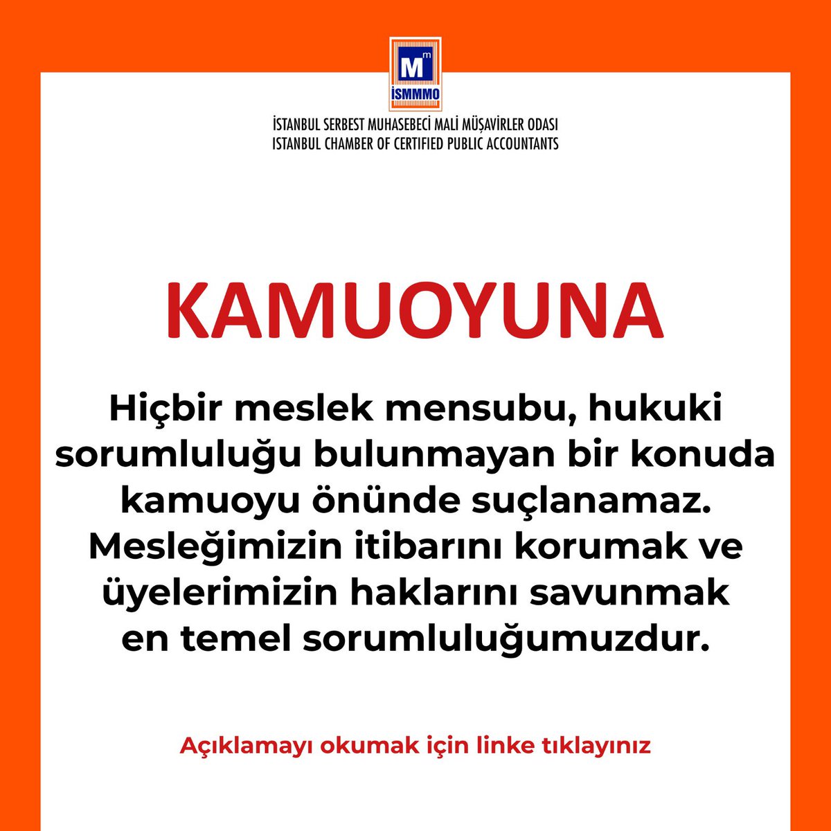 ISMMMODASI's tweet photo. Meslek mensuplarımızın görev ve sorumluluklarına ilişkin kamuoyunda yer alan konuya ilişkin Odamızın açıklaması: 
https://t.co/LeOB3DAwkq https://t.co/ZOvlACeiId