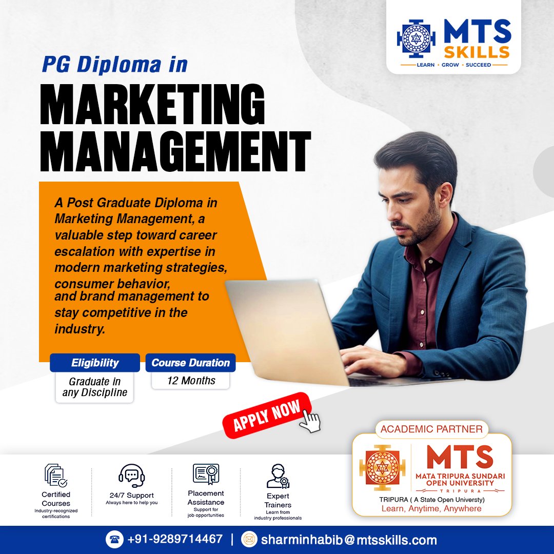 mtsskills's tweet photo. 📈 Ready for a thriving marketing career?
Gain industry-relevant knowledge in #branding, #sales, and #consumerbehavior with a Post Graduate Diploma in Marketing Management.

Admissions Open – Enroll Today!
.
.
#MarketingCareer #PGDMM #BrandManagement #MarketingSkills https://t.co/cnZDu6uv8I