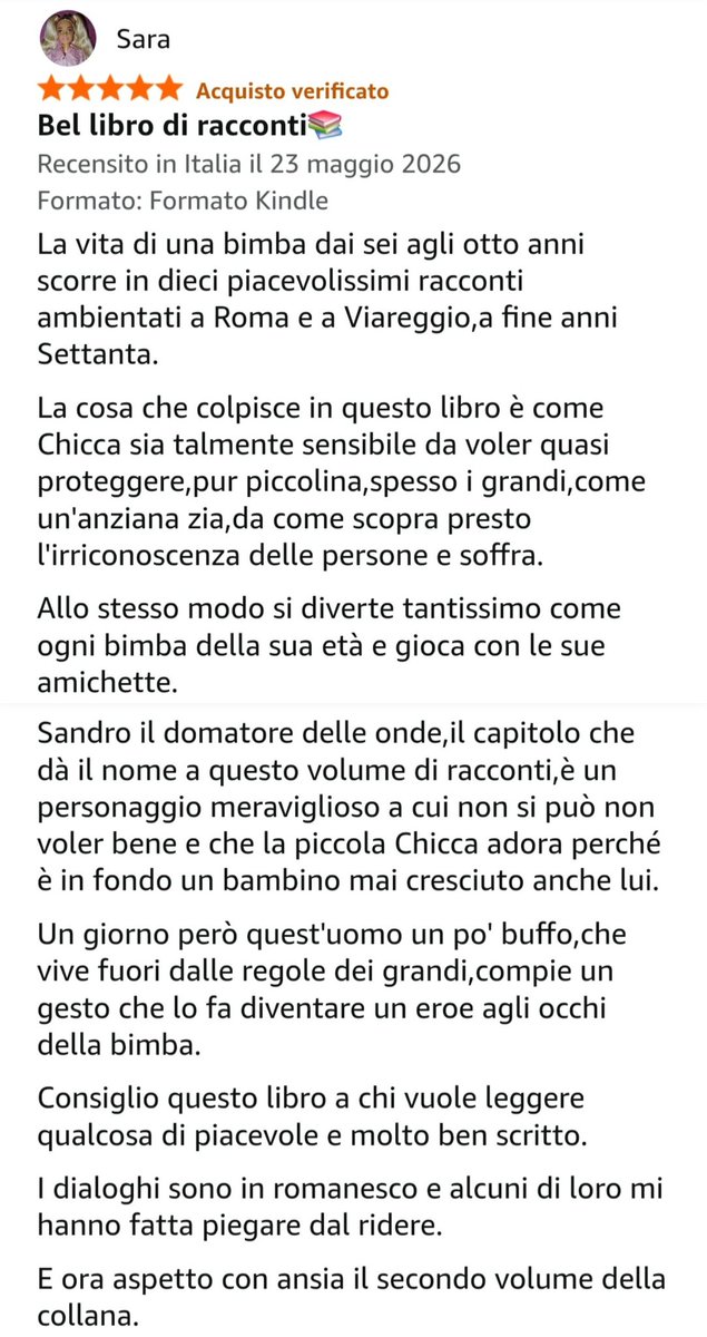 Mayrawriter's tweet photo. Seconda recensione a 5 stelle
⭐️⭐️⭐️⭐️⭐️ del mio libro📚
Grazie a tutti I lettori che stanno dedicando tempo alla lettura e alla recensione di Sandro il domatore delle onde e altri racconti🙏🏻🌊
tempo alla lettura e alle recensioni. 📚🌊
 #Libri #Racconti #AmWriting #Scrittura https://t.co/somnA8LpH2