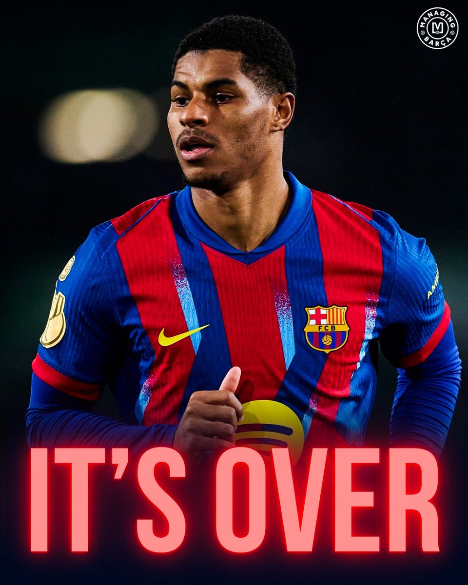 ManagingBarca's tweet photo. 🚨🚨🌕| 𝐁𝐑𝐄𝐀𝐊𝐈𝐍𝐆: Marcus Rashford will NOT stay at FC Barcelona next season. It’s over.

Barcelona have decided to NOT execute the €30M buy option for Rashford. He will go back to being a Manchester United player. 

[@marca] 💣🔴❌ https://t.co/f3zxISOcun