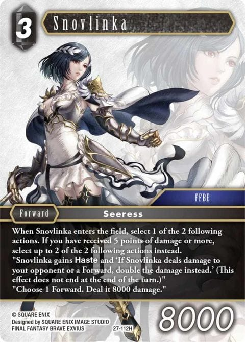 ChocoboTCG's tweet photo. @FFTCG_SQEX Will Snovlinka do 2 or 4 damage to my opponent? Can you explain? https://t.co/xwHwCJztHT