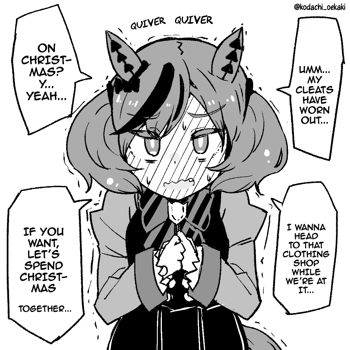 umamuchan's tweet photo. "Anyway, I wanna spend Christmas with trainer..." by kodachi_oekaki
TL &amp; TS by me

#NiceNature
#Umamusume
#UmaTranslations https://t.co/CuvFCep20p