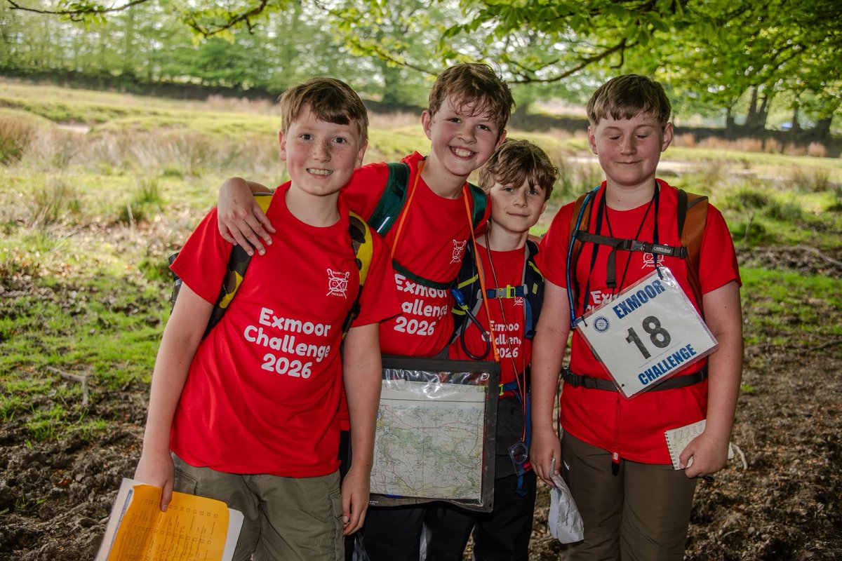 ExmoorNP's tweet photo. Huge thanks to Exmoor Rotary Club for their kind donation to CareMoor for Exmoor following the Exmoor Youth Challenge 2 May 2026. 
We look forward to supporting the event next year.
Photo Credit: Lewis Clarke (Features competitors from Bampton CofE Primary School) https://t.co/W417JNozRI
