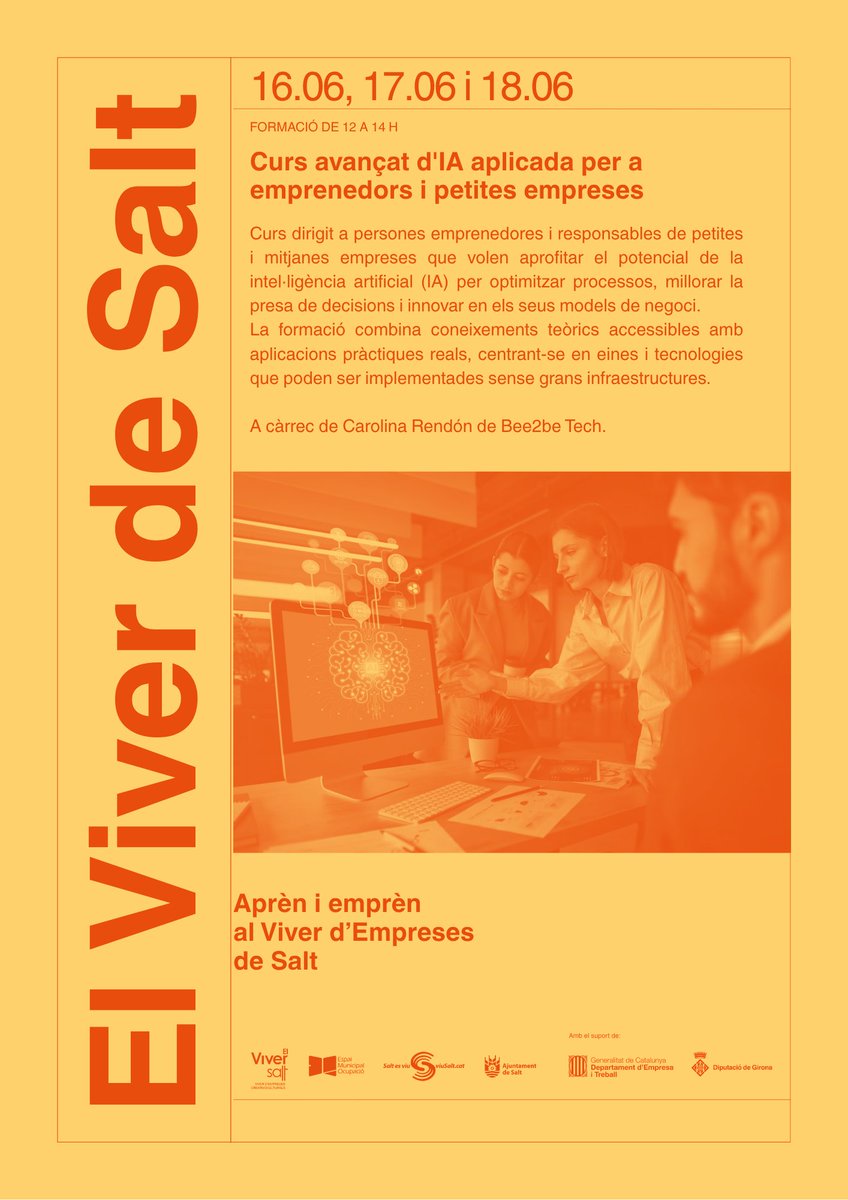 SaltOcupacio's tweet photo. 🚨Últimes places!!
Vine a la propera formació de #ElViverSalt a càrrec de Carolina Rendón de Bee2be Tech

🗓️16, 17 i 18 de juny
⌚️12h a 14h
📍AULA 10 - Factoria Cultural Coma Cros
C/Sant Antoni, 1. Salt ✍️https://t.co/9TGOG7iYgX https://t.co/0XCSkJBf7U