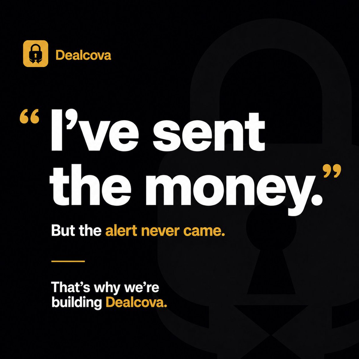 dealcova_com's tweet photo. “I’ve sent the money” 
But you didn't receive it 

“Check again. I’ve been debited.”

You’re refreshing your bank app. Still nothing.
Customer waiting. Goods stuck.

Screenshots aren’t payment.
That’s why Dealcova exists.

Join the wait-list.
https://t.co/IVgHcdQycg https://t.co/SDyTUY4r8g