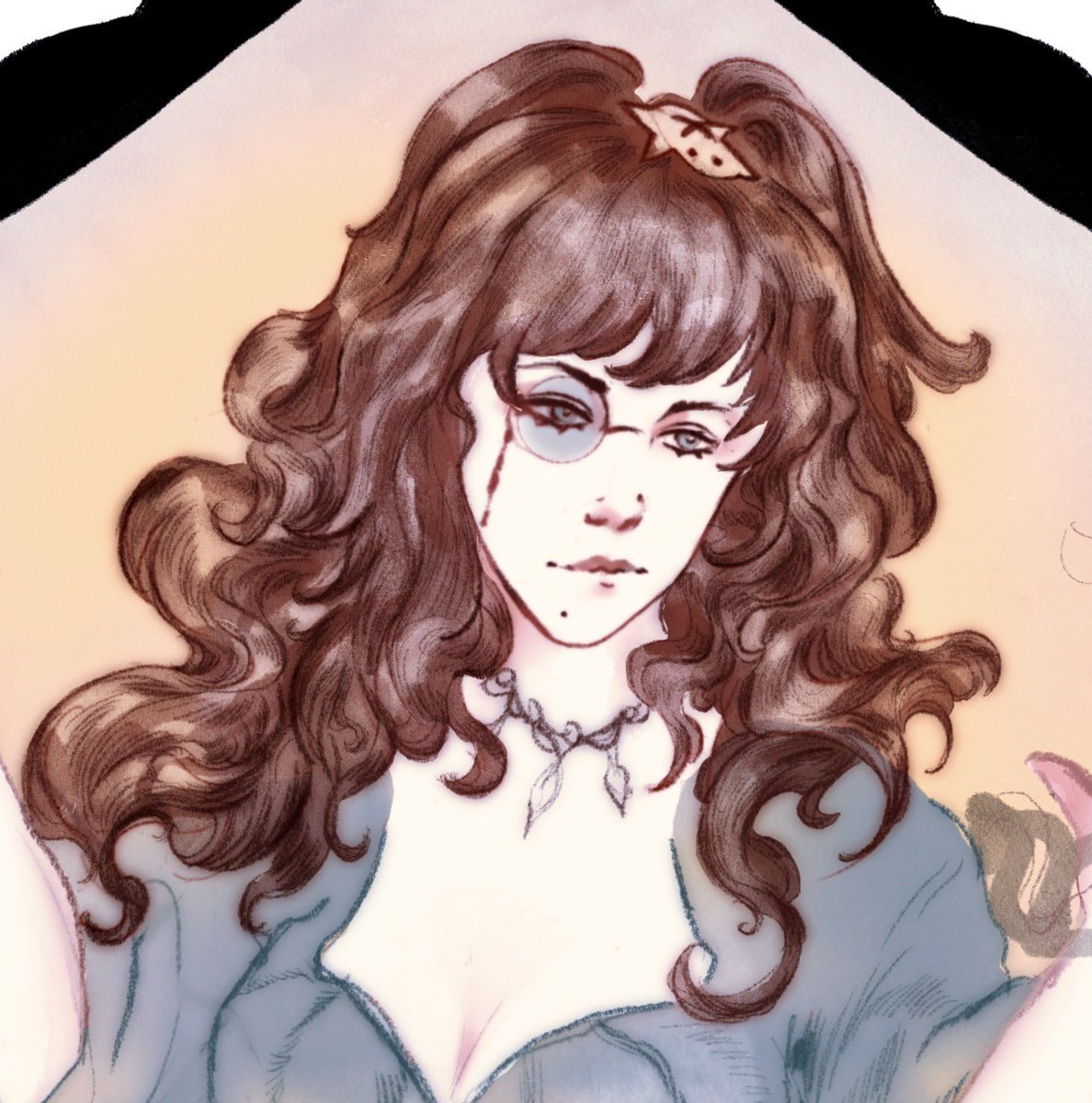nervenoir's tweet photo. initially thought she would be my most fragile OC, buut 
I adore her and I can picture her in a beautiful steampunk corset. ✨✨ https://t.co/A2918J0JbL