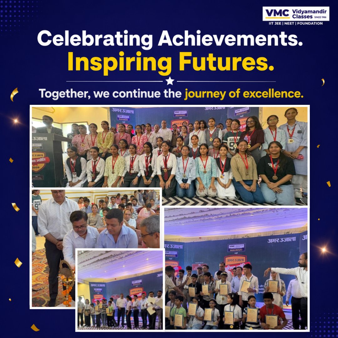 VmcLearning's tweet photo. 🏆 Celebrating excellence, inspiring aspirations! 
VMC Bulandshahr, in association with Amar Ujala, proudly honoured the outstanding CBSE Class 10 achievers who turned dedication into distinction. 🌟
.
#VMCBulandshahr #AmarUjala #CBSEClass10 #CBSEResult2026 #CBSEToppers https://t.co/lo518y1x6A