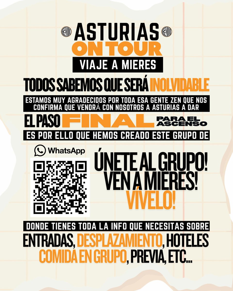 ClubAtlCentral's tweet photo. ⚪⚫ VENTE CON NOSOTROS A ASTURIAS 🚌

🚨 Vive el paso final con nosotros. Únete al grupo de WhatsApp y entérate de las entradas, desplazamientos, hoteles, comida, previa… y mucho más 😉

👉🏻 https://t.co/0ALb2TqnfV

#SoñarEsGratis #DaleCentral https://t.co/BGXEH6bpIz