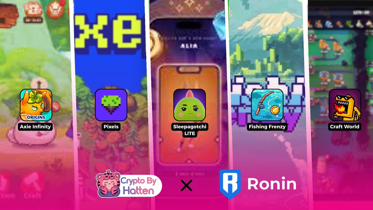 gamingbyhatten's tweet photo. 🚀 Top 5 Hot Games on Ronin This May
The @Ronin_Network ecosystem continues to be one of the leading hubs for Web3 gaming, attracting millions of players through play to earn economies, MMORPGs, casual games and community driven experiences.

Here are 5 standout titles currently gaining attention on Ronin:

🔹 @AxieInfinity
The flagship game of the Ronin ecosystem, where players collect, battle and build teams of Axies. With regular updates, competitive PvP gameplay and a strong player community, Axie Infinity remains one of the most recognized blockchain games in the industry.

🔹 @pixels_online
A popular farming and social MMORPG that combines resource management, exploration and player driven economies. Pixels continues to attract a large active user base thanks to its accessible gameplay and expanding ecosystem.

🔹 @sleepagotchi
A casual play to airdrop experience that rewards user engagement while introducing players to the Sleepagotchi ecosystem. Its simple mechanics and upcoming TGE have helped it gain significant traction among Ronin users.

🔹 @FishingFrenzyCo
A relaxing RPG inspired fishing adventure where players can collect resources, upgrade equipment and participate in various in game activities. The game's casual gameplay has made it a favorite among players seeking a more laid back experience.

🔹 @AngryDynomites
A crafting and simulation game that allows players to collect resources, trade items and build their own virtual world. Its straightforward gameplay loop and blockchain powered ownership system continue to attract new users.

Ronin continues to strengthen its position as a premier blockchain gaming ecosystem through its growing collection of high quality games, strong community support and seamless user experience. As Web3 gaming evolves, these titles are definitely worth keeping on your radar.