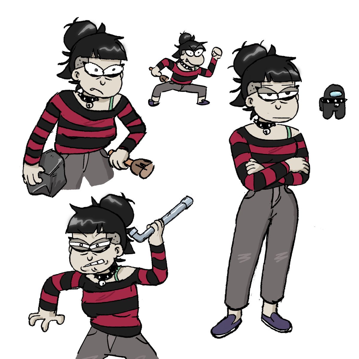 benjibxrt's tweet photo. Here are some more among us designs I’m also unsure about adding colour here since their character is mainly black 😬 what do yall think?  #amongusfanart #amongus #characterdesign #digitalart #fanartㅤ https://t.co/8tmltmagqM