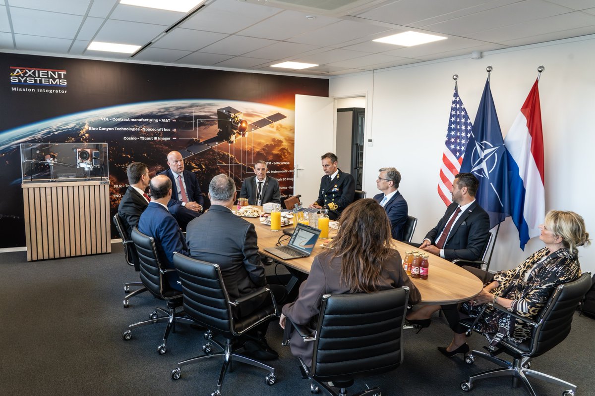 USAmbNATO's tweet photo. Great to meet with Defense Minister Dilan Yeşilgöz-Zegerius and visit Netherlands-based defense tech companies yesterday. Integrated industrial bases across NATO territory are essential for production at scale and lower costs. Allied innovation and secure semiconductor supply chains reinforce our defense industrial base in the Alliance, including in the United States.