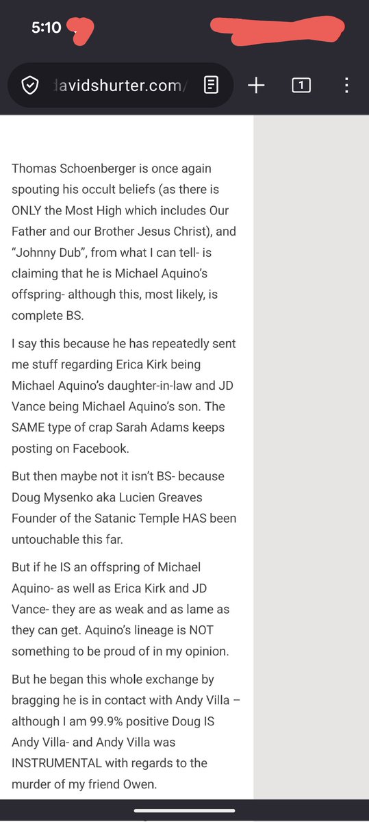 ShurterD's tweet photo. I added to this as it got worse and so much weirder...

"Johnny Dub" aka Doug Mysenko aka Lucien Greaves Founder of the Satanic Temple Brags About Being Connected to "Andy Villa" Who Was Directly Involved with the Murder of My Friend Owen Weingert

https://t.co/f9DUTJPFDM https://t.co/g6rljrOBVr