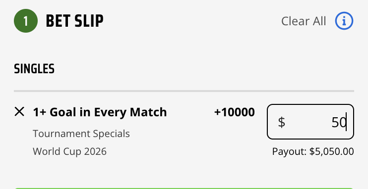 FuckParlays's tweet photo. Found the absolute funnest bet you can make all World Cup...

At least 1 goal in every game pays $5,050👀

SING ME TF UP✅ https://t.co/GGfOO2kuhe
