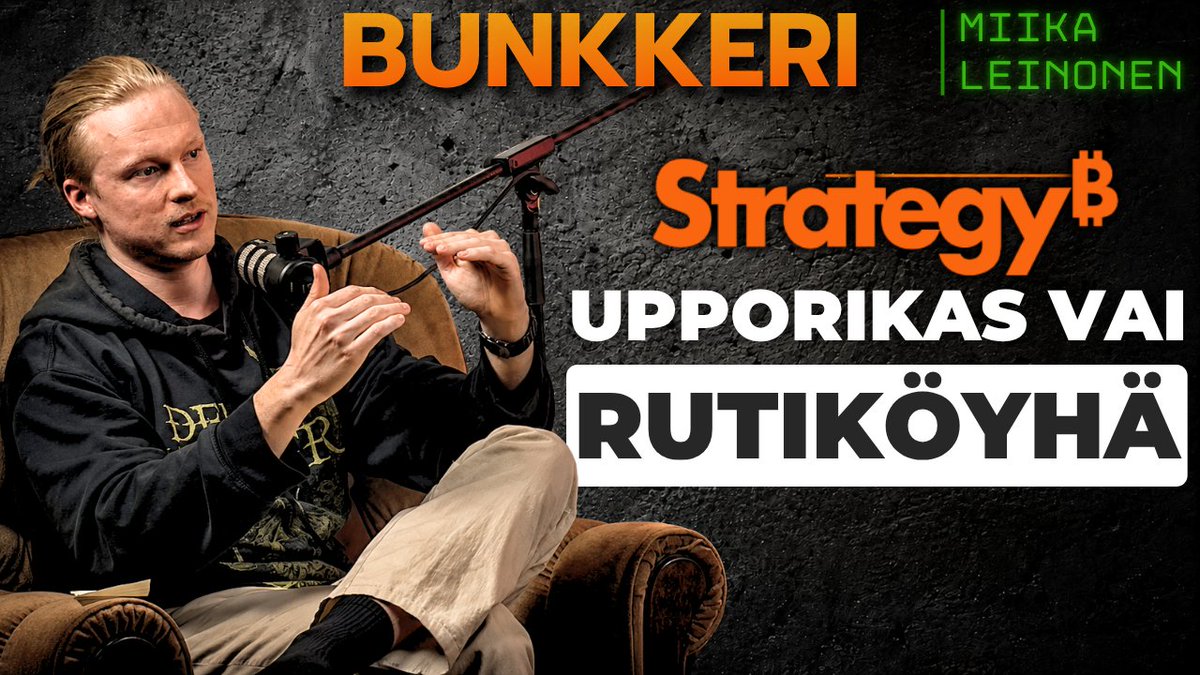 klaus_koo's tweet photo. Romauttiko pörssiyhtiön 32 bitcoinin myynti koko bitcoinmarkkinan?

En tiedä ollaanko hulluja vai neroja, mutta tehtiin Bunkkerissa tähän väliin syväsukellus Strategyyn vaikka sentimentti on montussa ja bitcoin on kuollut. Vieraana oli sijoittaja ja treidaaja @celestal21, joka on seurannut Strategyn matkaa sen ensimmäisistä bitcoinostoista lähtien. Strategyn pääomien keruu on viime aikoina siirtynyt vaihtovelkakirjalainoista etuoikeusosakkeisiin, joita markkinoidaan nimellä "digital credit". Tähän osastoon paneuduttiinkin ajan kanssa.

Strategyä voisi kuvailla lentokoneeksi, jota rakennetaan lentäessä. Koneen kapteenina ja pääinsinöörinä on @saylor ja matkustajina kantaosakkeen ja etuoikeusosakkeiden omistajat. Jos lentotaito ei ole riittävä tai insinöörityö menee pieleen, kone tulee tonttiin ja kovaa. Toisaalta, jos uhkapeli onnistuu sekä Strategyn arvio bitcoinin pitkän aikavälin arvonnoususta toteutuu, malli voi ainakin kyydissä olevien mukaan tarjota parhaimmillaan asymmetrisia tuottoja.

Kuvaushetkellä Miika ei omista Strategyn osakkeita.

Juteltiin lisäksi muistakin bitcoin treasury -yhtiöistä, bitcoinin potenssilaista, markkinasykleistä ja sivuttiin itävaltalaista taloustiedettä.